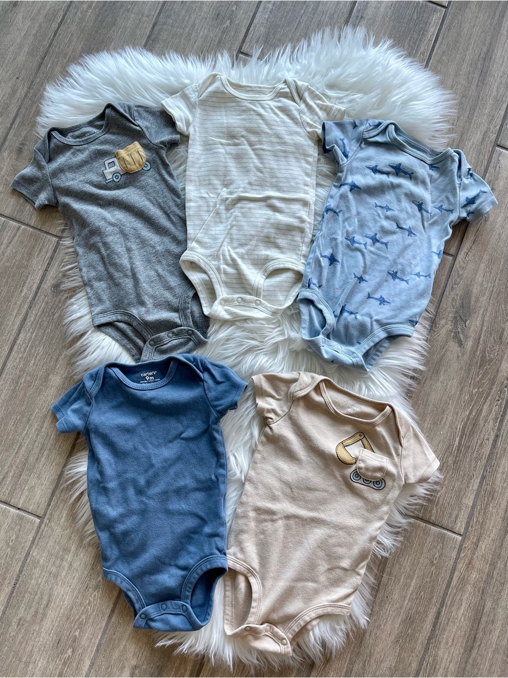 Carter's 5-Pack Baby One-Piece Set - Blue, Gray, Cream, Tan